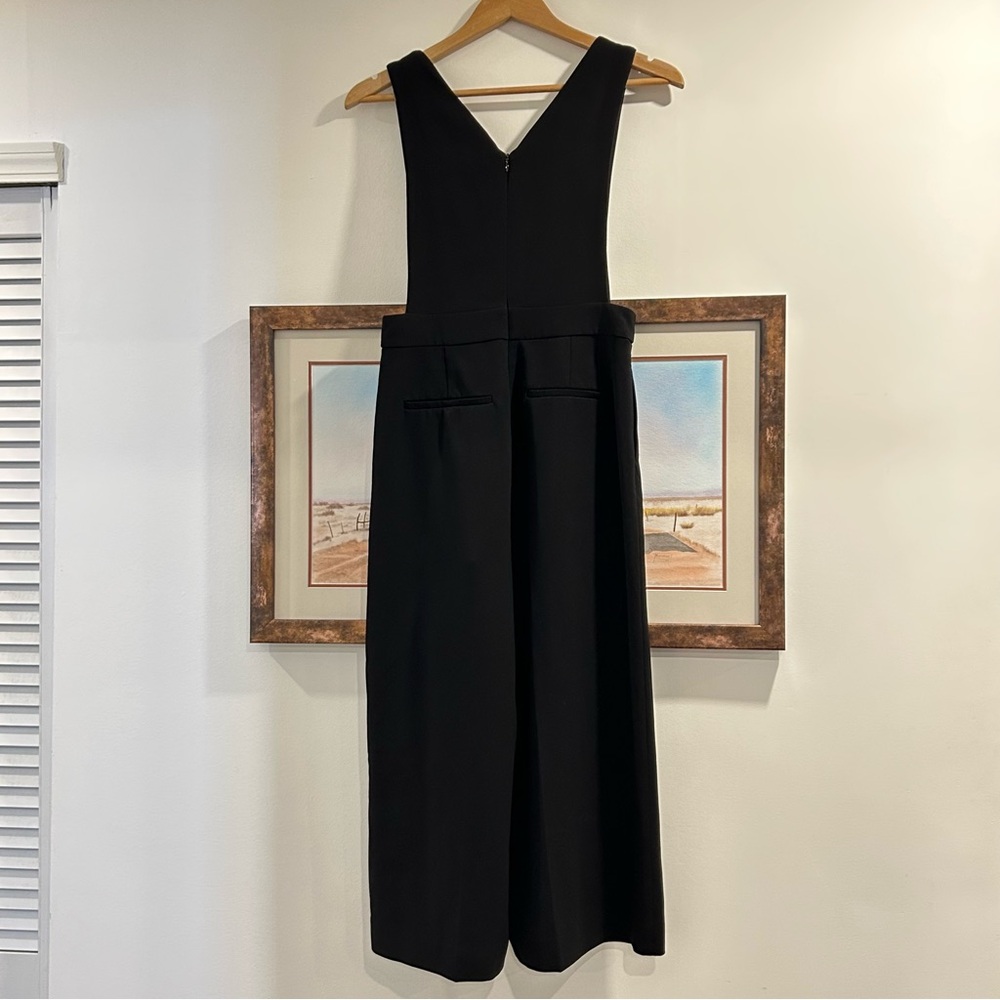 Simons Contemporaine Wide Leg Crop V-Neck Sleeveless Jumpsuit Black - Picture 8 of 9